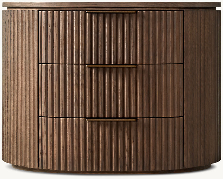 The Aurelio Fluted Oak Nightstand | Solid Hand-Carved Collection