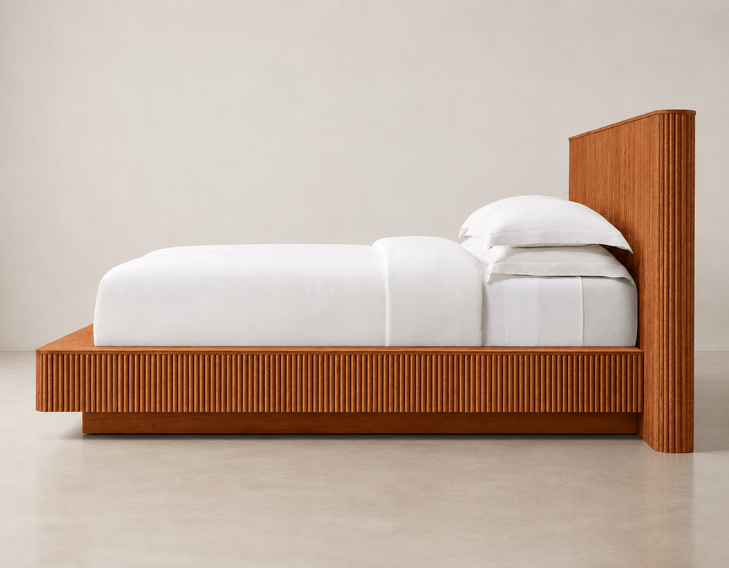 CAMA DE ROBLE ACANALADO | DISEÑO MODERNO DE MADERA MACIZA | NEGRO