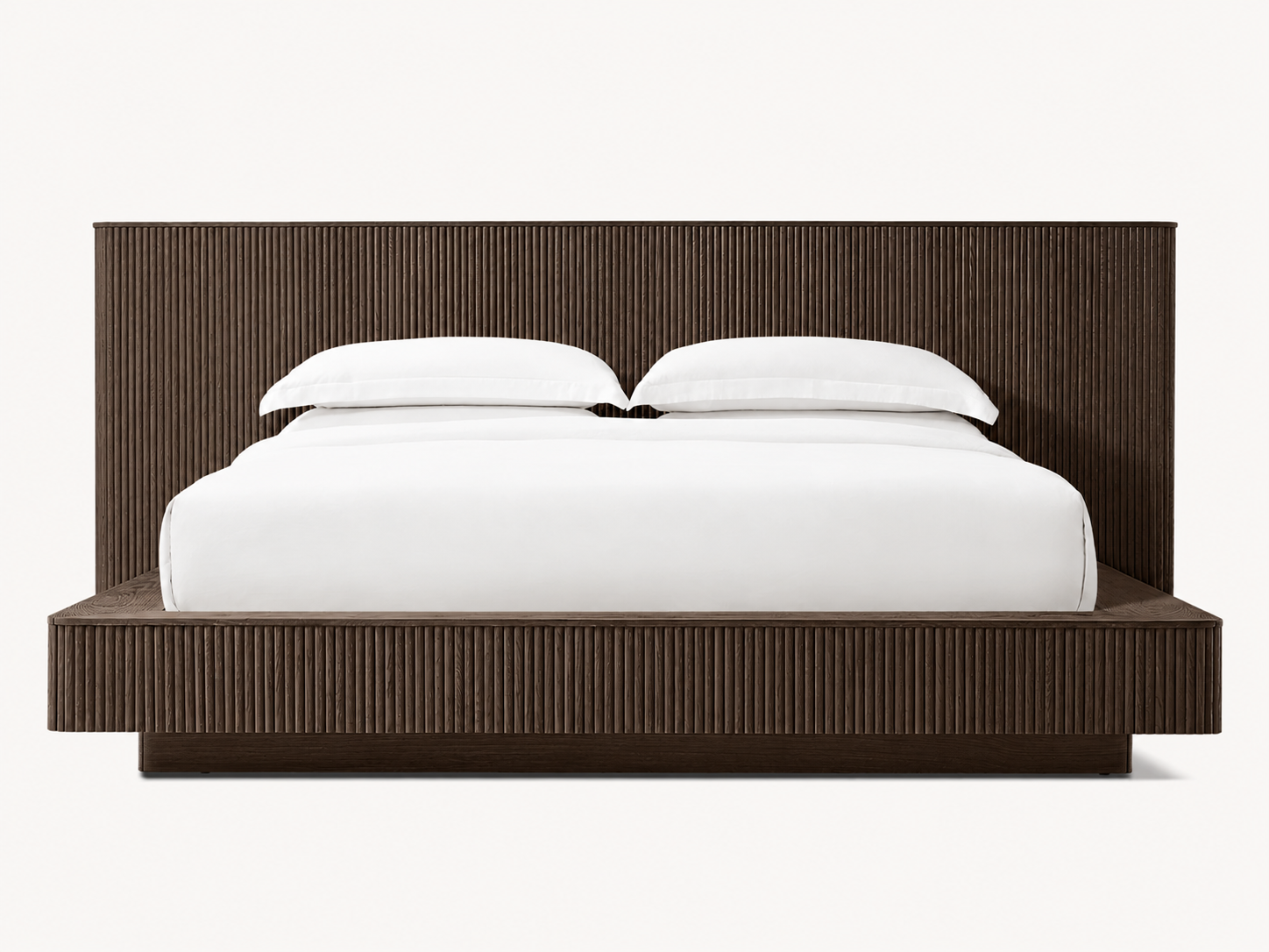 CAMA DE ROBLE ACANALADO | DISEÑO MODERNO DE MADERA MACIZA | NEGRO