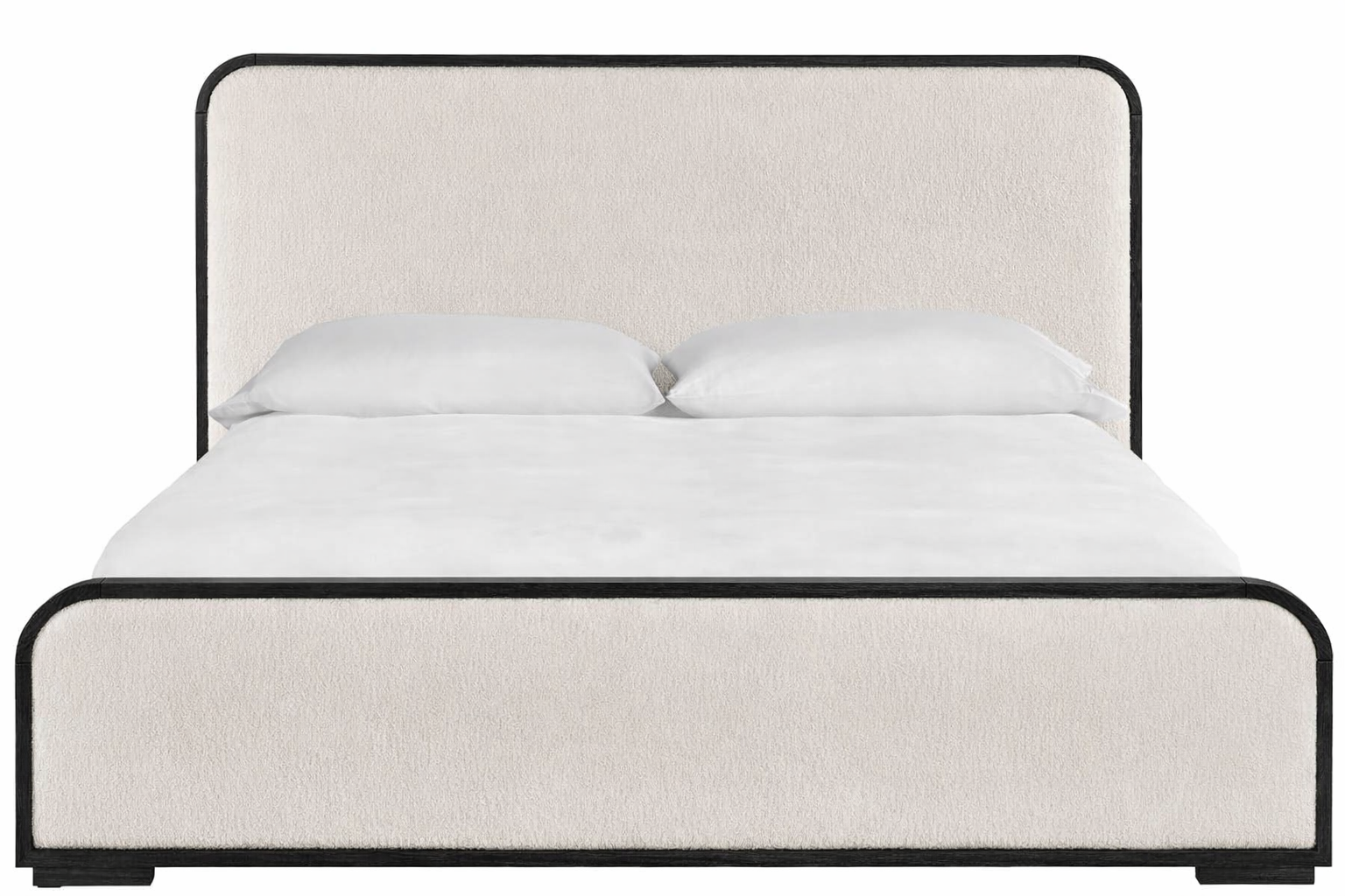 The Solenne Upholstered Bed | Solid Black Oak & Wool Bouclé Upholstered Headboard
