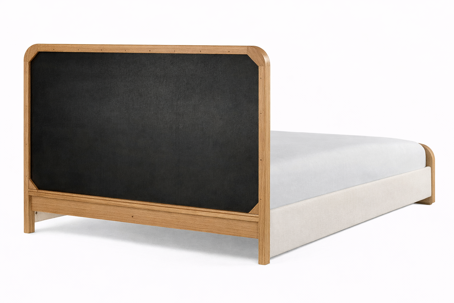 The Solenne Upholstered Bed | Solid Light Oak & Wool Bouclé