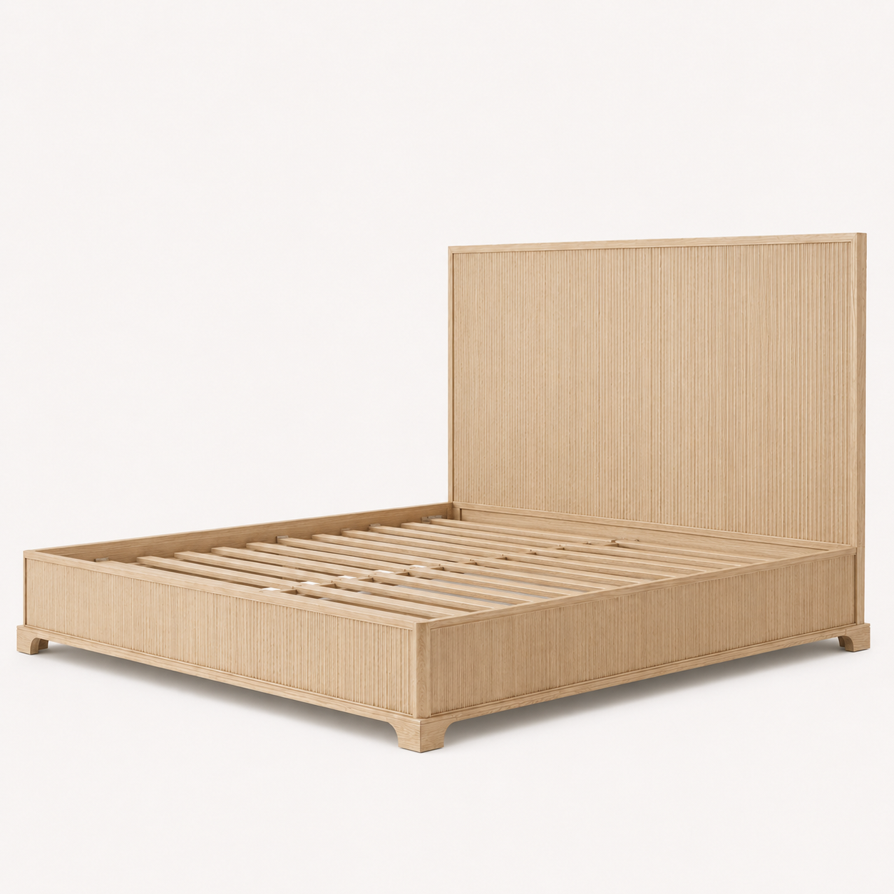 LETTO IN ROVERE SCANALATO | MODERNO DESIGNER IN LEGNO MASSELLO | NERO