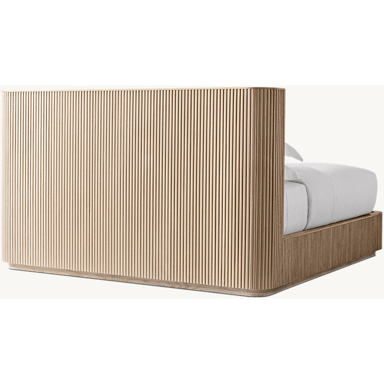 Fluted Oak Platform Bed | HLMPrhy58 - Beds