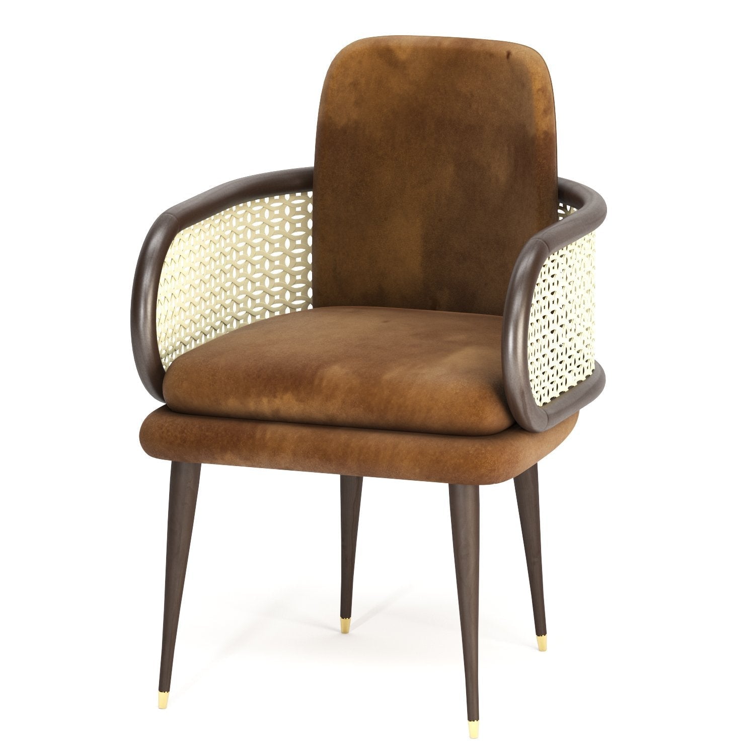 Cannage Dining Chair with Velvet Cushion | Luxury Room Interior