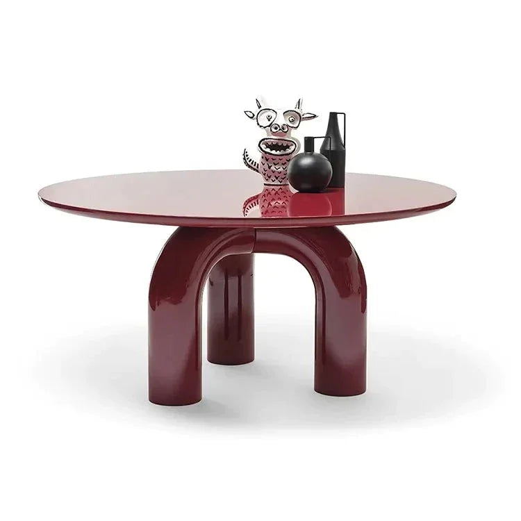 Contemporary Glossy Mogg Elephante Modern Burgundy Coffee Table | Luxury Decor