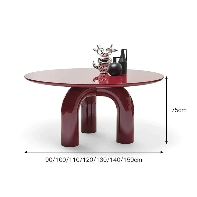 Contemporary Glossy Mogg Elephante Modern Burgundy Coffee Table | Luxury Decor