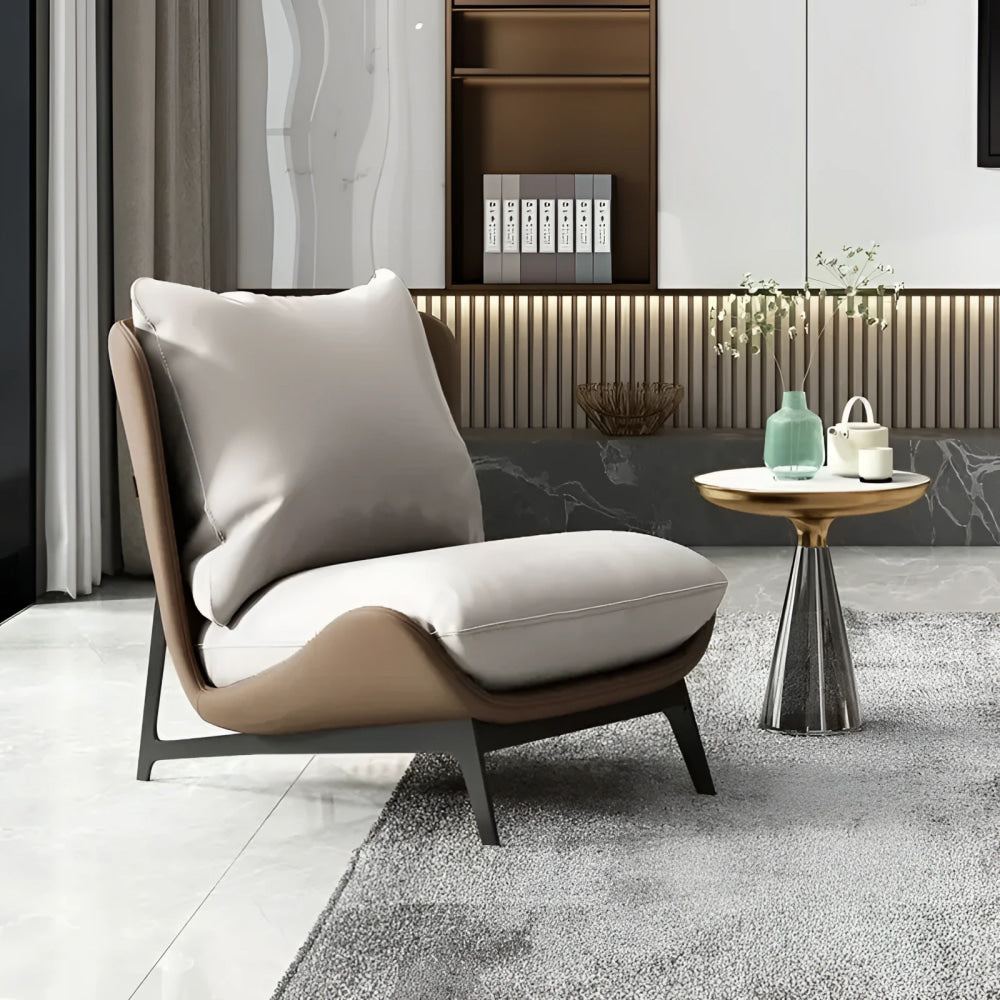 Contemporary Leather Accent Chair with Metal Frame | Luxury Interiors