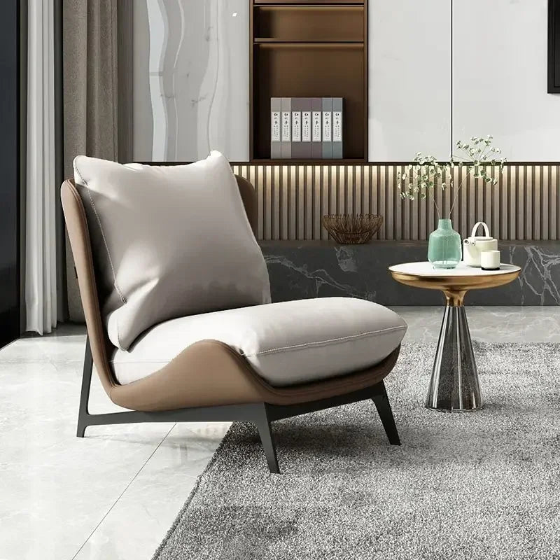 Contemporary Leather Accent Chair with Metal Frame | Luxury Interiors