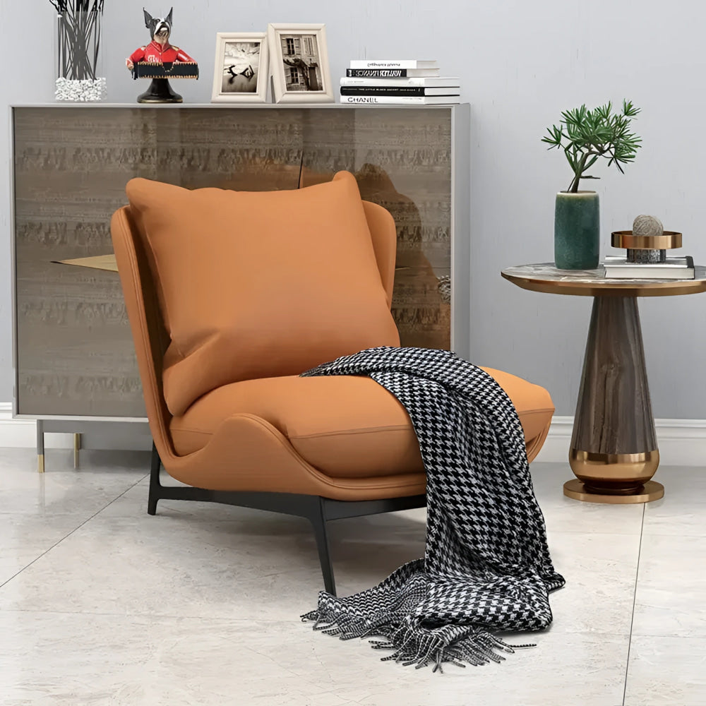 Contemporary Leather Accent Chair with Metal Frame | Luxury Interiors