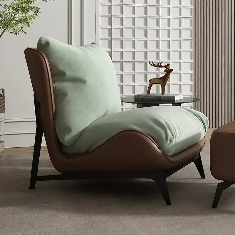 Contemporary Leather Accent Chair with Metal Frame | Luxury Interiors