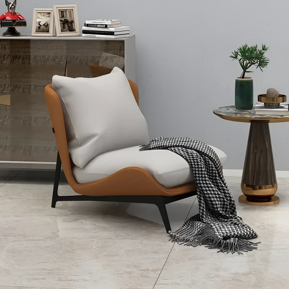 Contemporary Leather Accent Chair with Metal Frame | Luxury Interiors