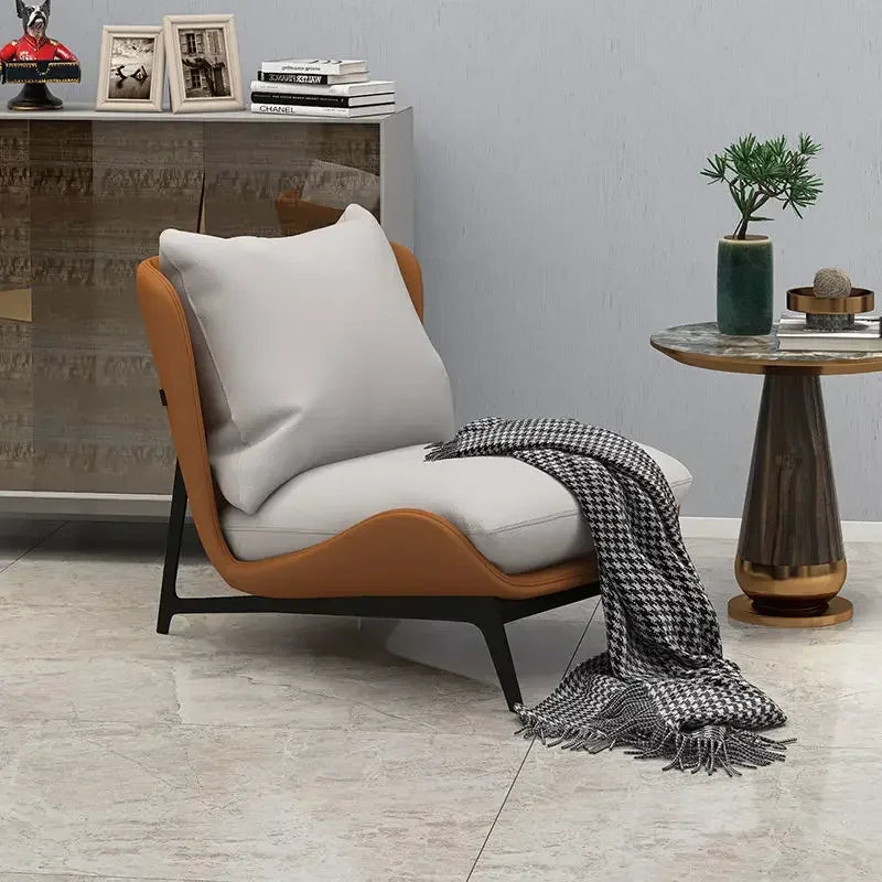 Contemporary Leather Accent Chair with Metal Frame | Luxury Interiors