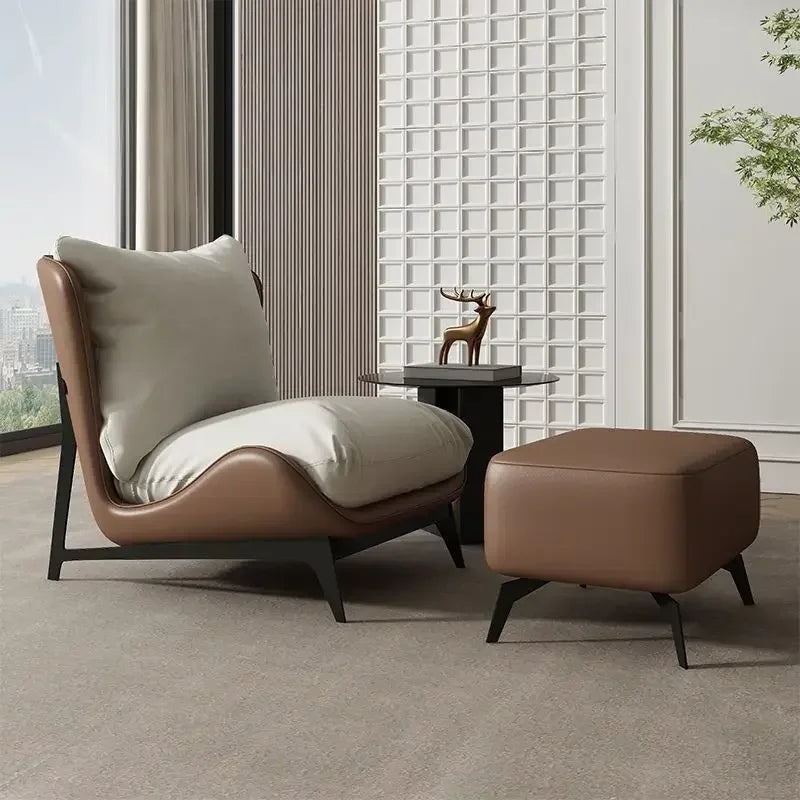 Contemporary Leather Accent Chair with Metal Frame | Luxury Interiors
