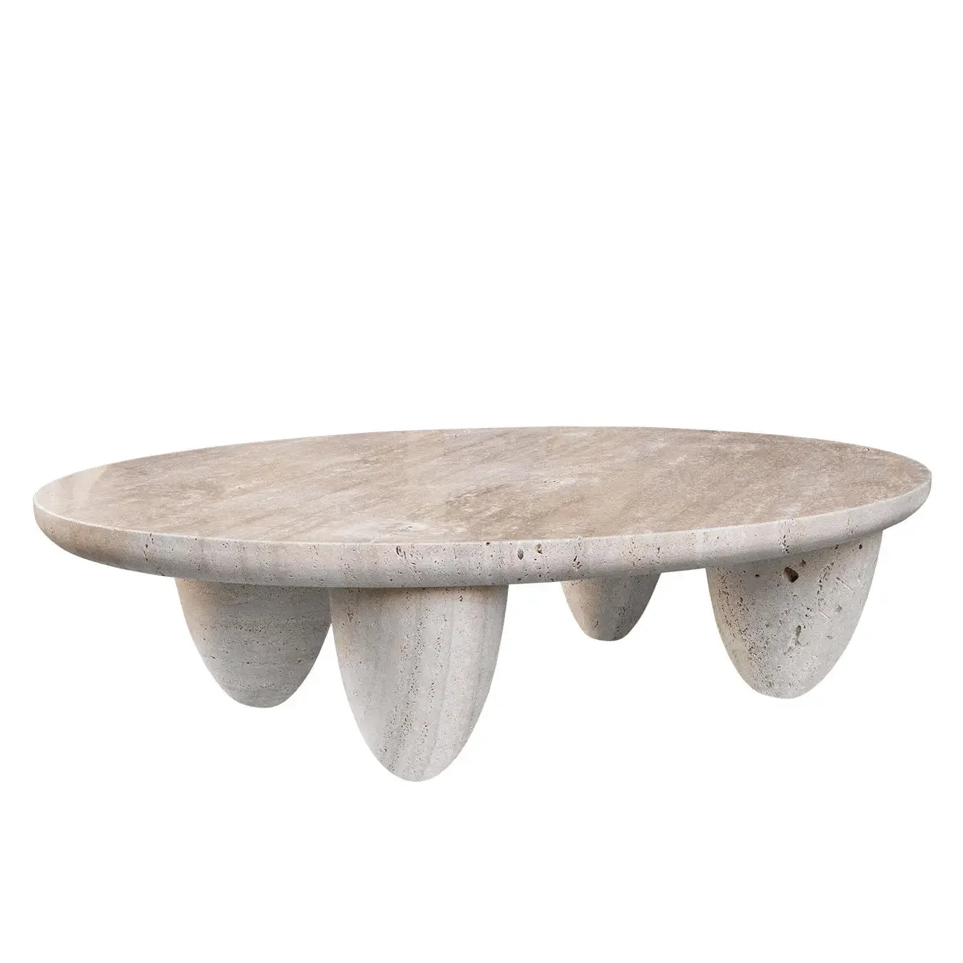 Contemporary Oval Coffee Table in Travertine Stone | Luxury Interiors