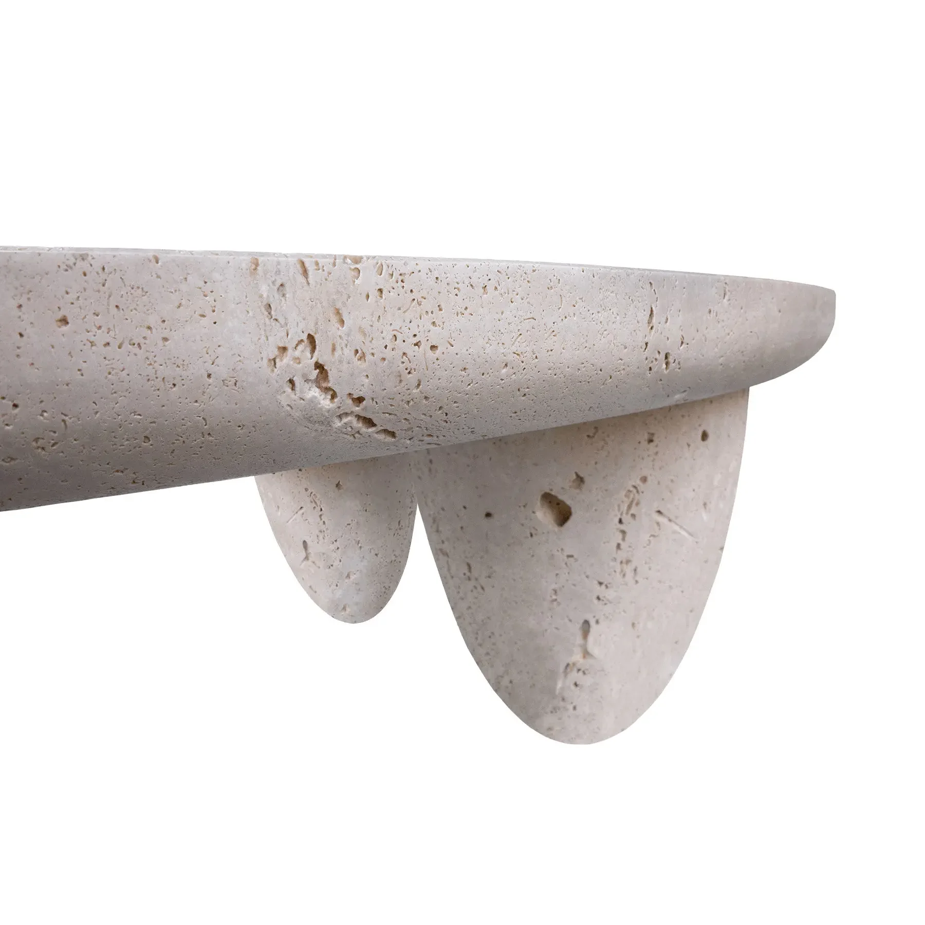 Contemporary Oval Coffee Table in Travertine Stone | Luxury Interiors