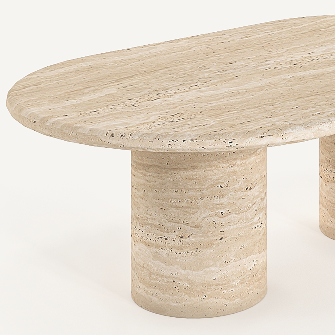 Contemporary Oval Travertine Dining Table – Minimalist Stone Design for Luxury Interiors