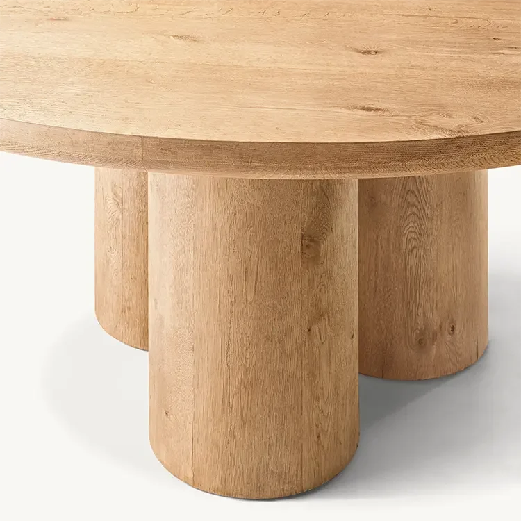 Cylinder Round Dining Table for Modern Luxury Room | Japandi Decor