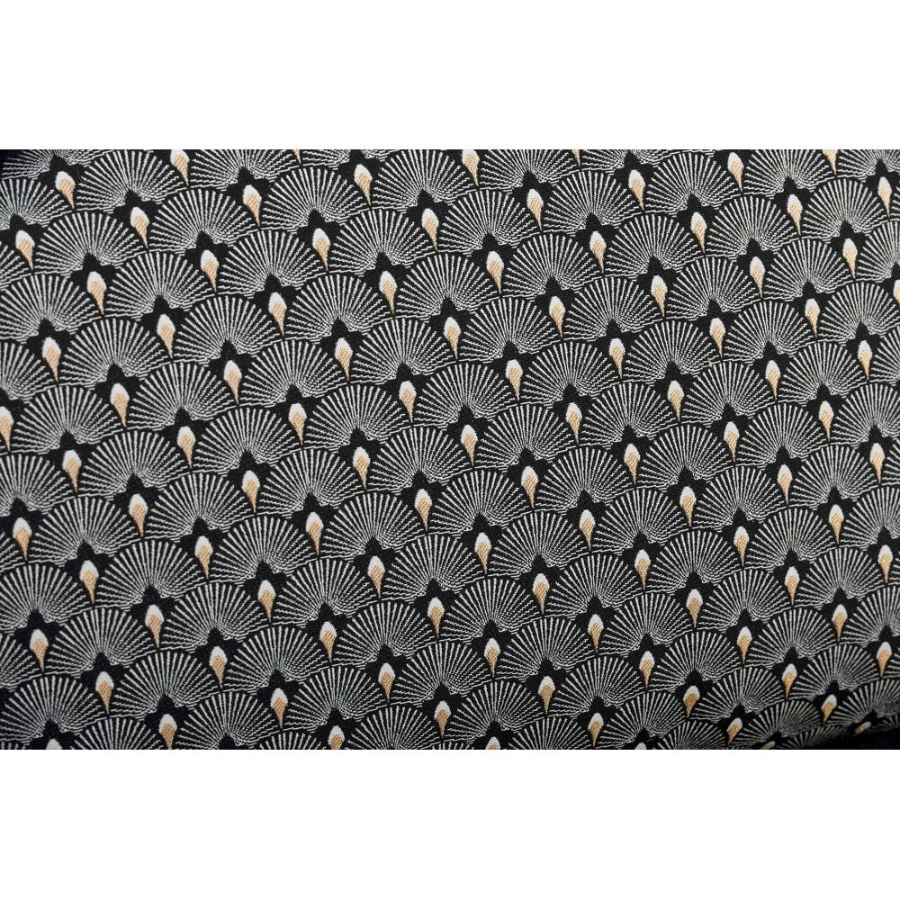 Designer Green Geometric Upholstery Wooden Base Artistic Three-seater Couch | Luxury Interiors