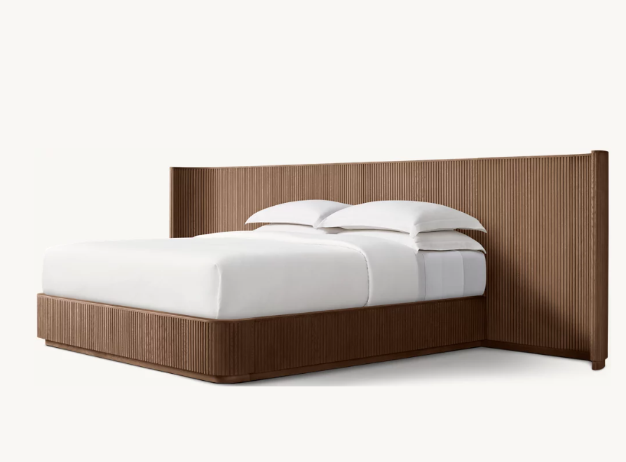 Bespoke Oak Fluted Panel Bed | Handcrafted Solid Wood Frame | Modern Architectural Designer