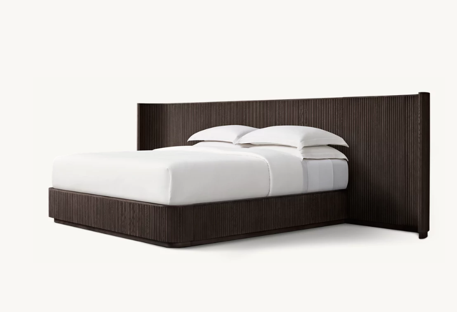 Bespoke Oak Fluted Panel Bed | Handcrafted Solid Wood Frame | Modern Architectural Designer