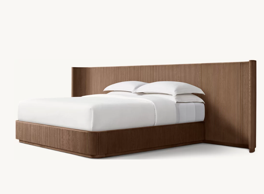 Bespoke Oak Fluted Panel Bed | Handcrafted Solid Wood Frame | Modern Architectural Designer