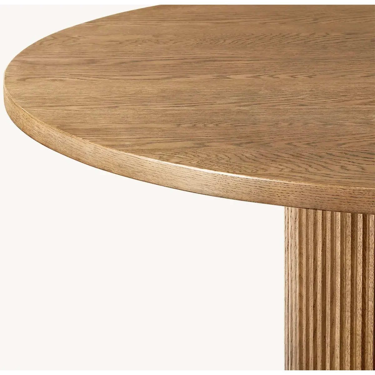 Luxury Fluted Round Wood Dining Table - Japandi Minimalist Design
