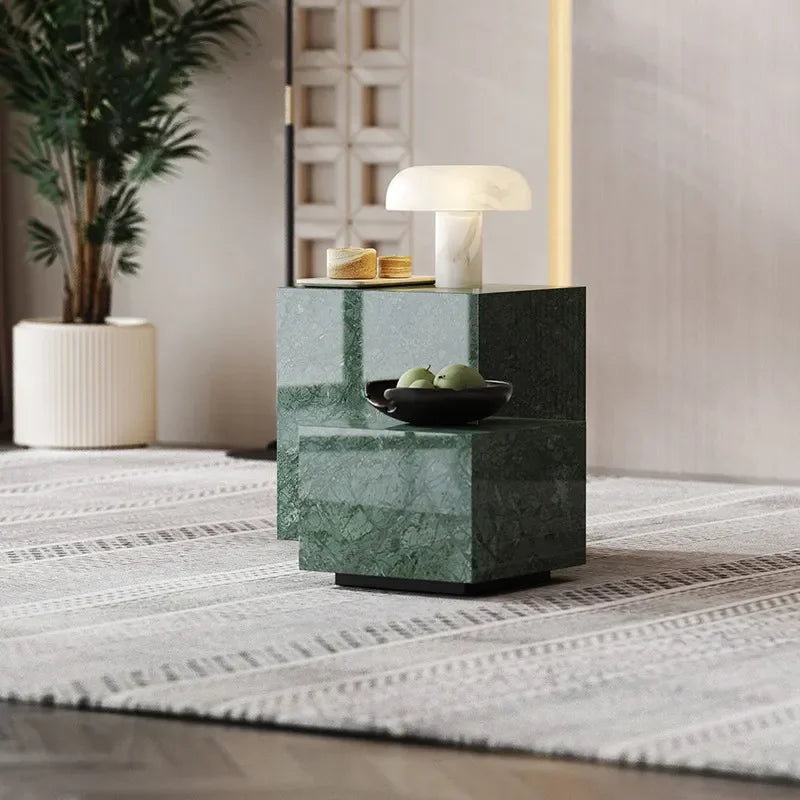 Green Marble Cube Side Tables | Luxury Interiors