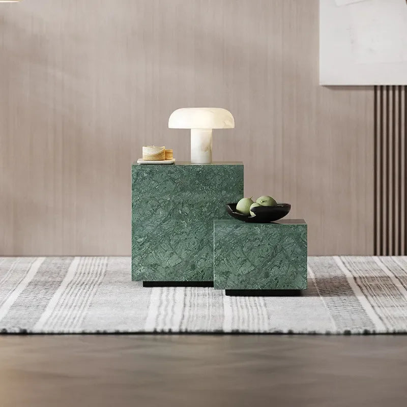 Green Marble Cube Side Tables | Luxury Interiors
