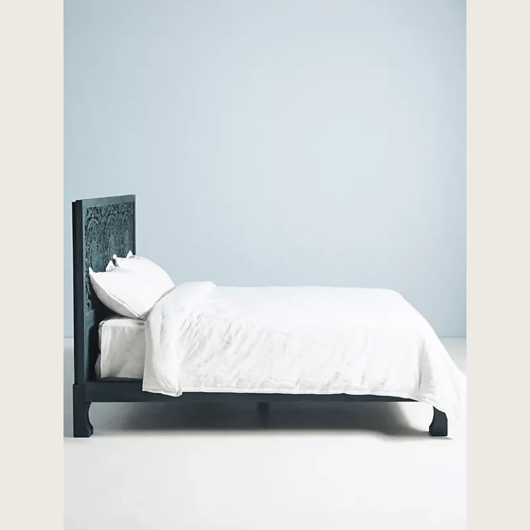 Hand-carved Mandala Bed Frame – Solid Wood King/queen Size