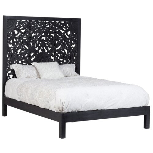 Hand-carved Mandala Bed Frame – Solid Wood King/queen Size
