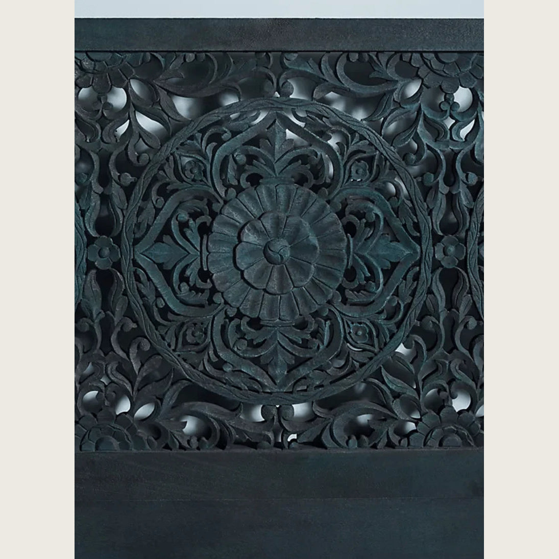 Hand-carved Mandala Bed Frame – Solid Wood King/queen Size