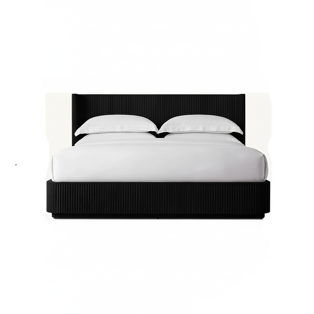 Black Fluted Oak Platform Bed | HLMPrhy62