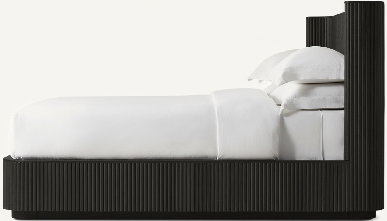 Black Fluted Oak Platform Bed | HLMPrhy62