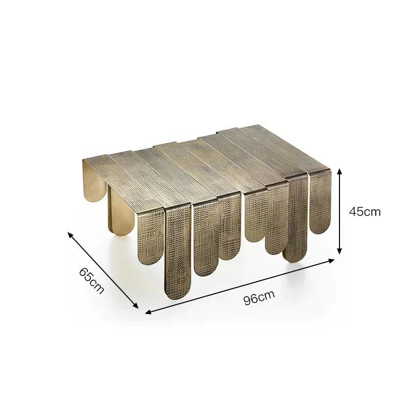 Luxury Brass Coffee Table with Dripping Metal Design | Contemporary Decor