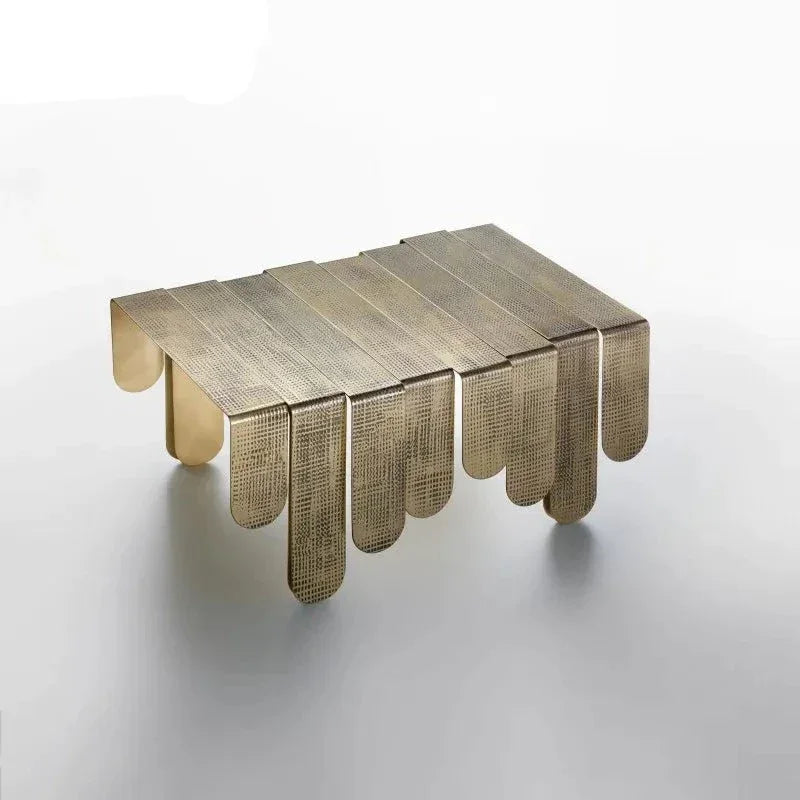 Luxury Brass Coffee Table with Dripping Metal Design | Contemporary Decor