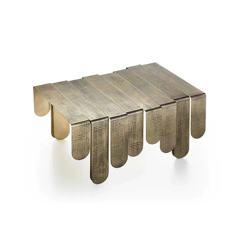 Luxury Brass Coffee Table with Dripping Metal Design | Contemporary Decor