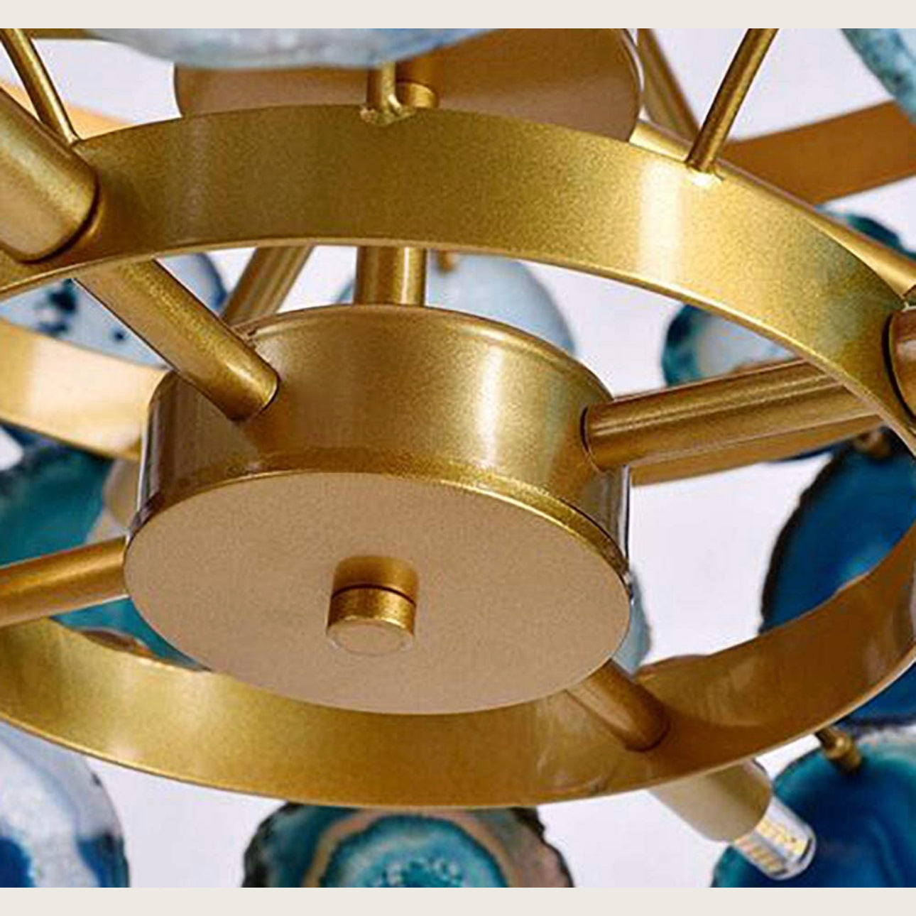 Luxury Gold Chandelier with Natural Blue Agate Accents | Ceiling Light Fixtures