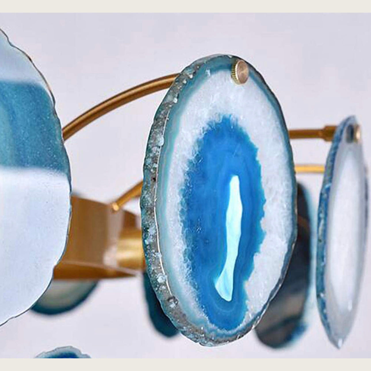 Luxury Gold Chandelier with Natural Blue Agate Accents | Ceiling Light Fixtures