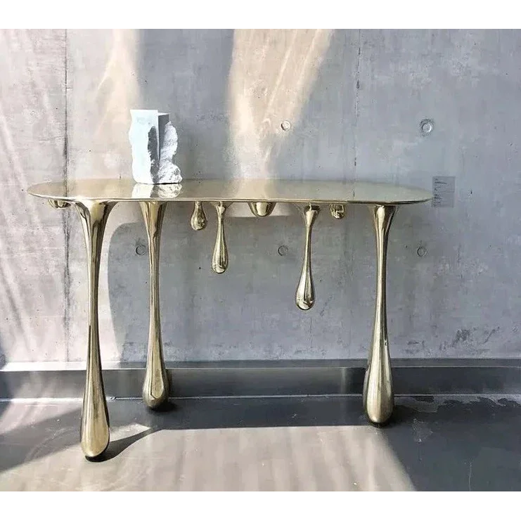 Luxury Gold Drip Console Table – Sculptural Modern Art Furniture | Interiors