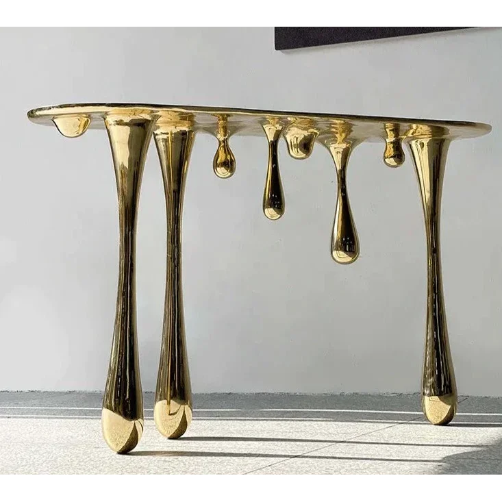Luxury Gold Drip Console Table – Sculptural Modern Art Furniture | Interiors