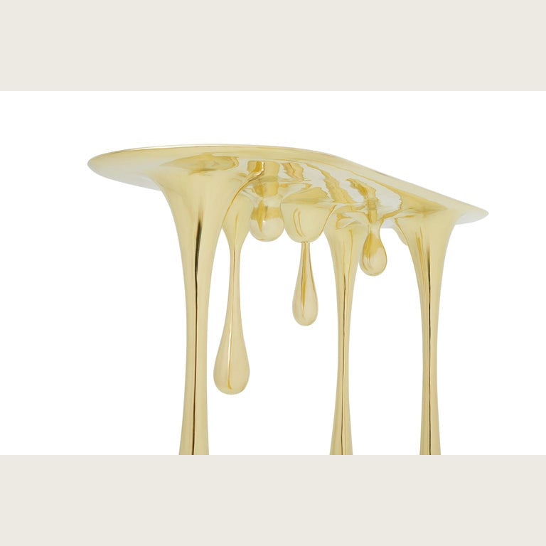 Luxury Gold Drip Console Table – Sculptural Modern Art Furniture | Interiors