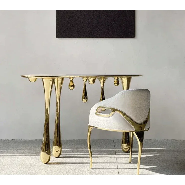 Luxury Gold Drip Console Table – Sculptural Modern Art Furniture | Interiors