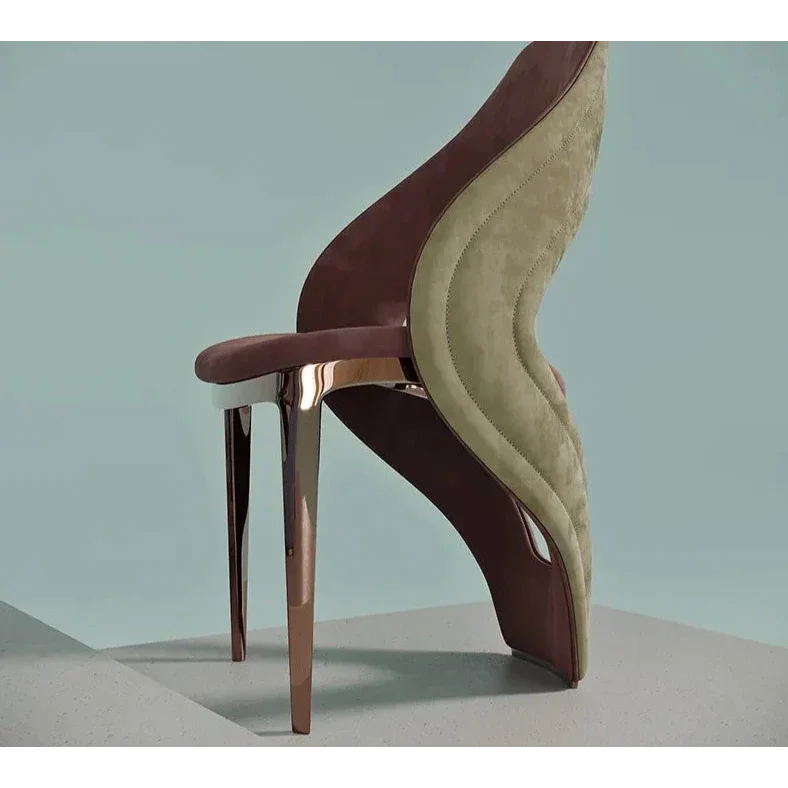 Luxury Interiors | Modern Blue Velvet and Gold Dining Chairs | Contemporary Room