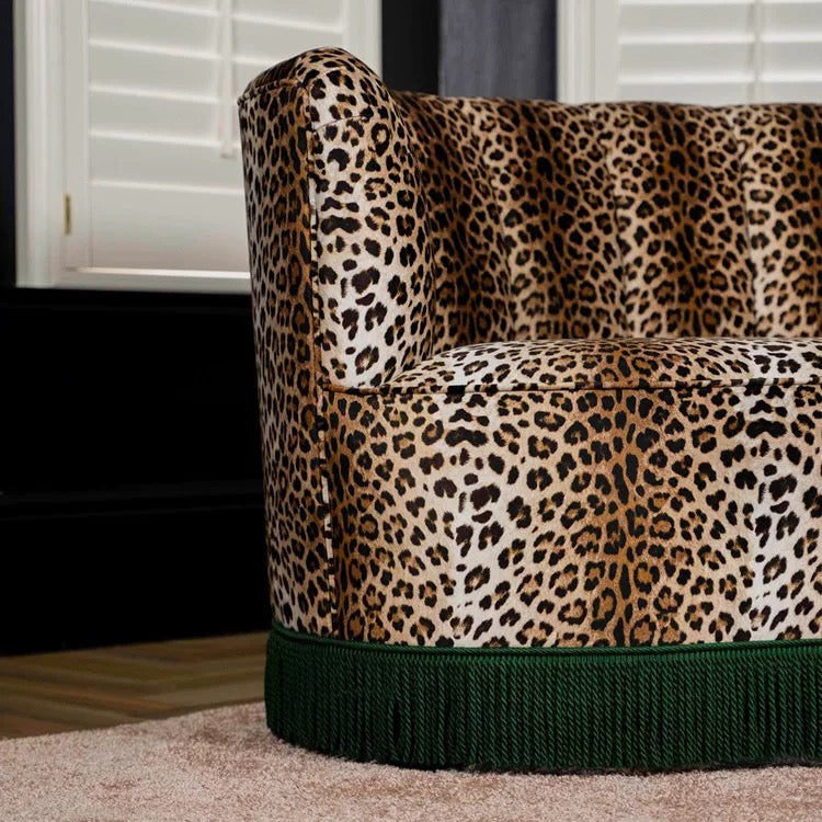 Luxury Leopard Print Velvet Sofa – Jacquard Fabric Available in Double or Three-seater | Interiors