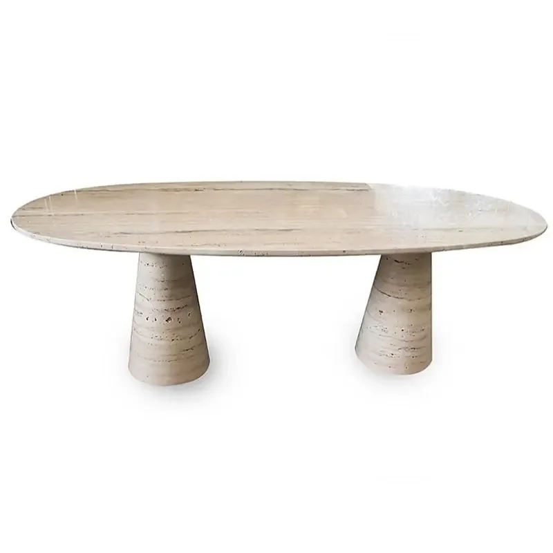 Luxury Oval Marble Dining Table – Hulmara Design with Dual Conical bases
