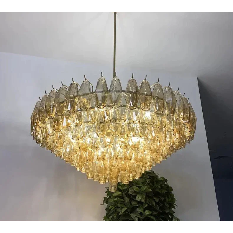 Mid-century Modern Crystal Chandelier – Luxury Smoked Glass Pendant Light for Dining or living room