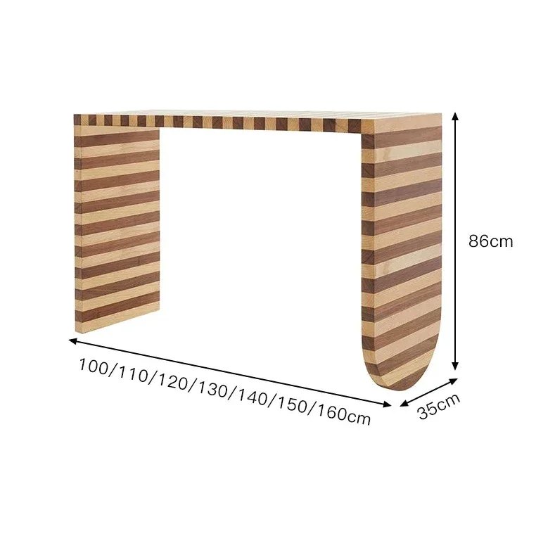 Mid-century Modern Solid Wood Console Table – Striped Minimalist Design for Entryway or living room