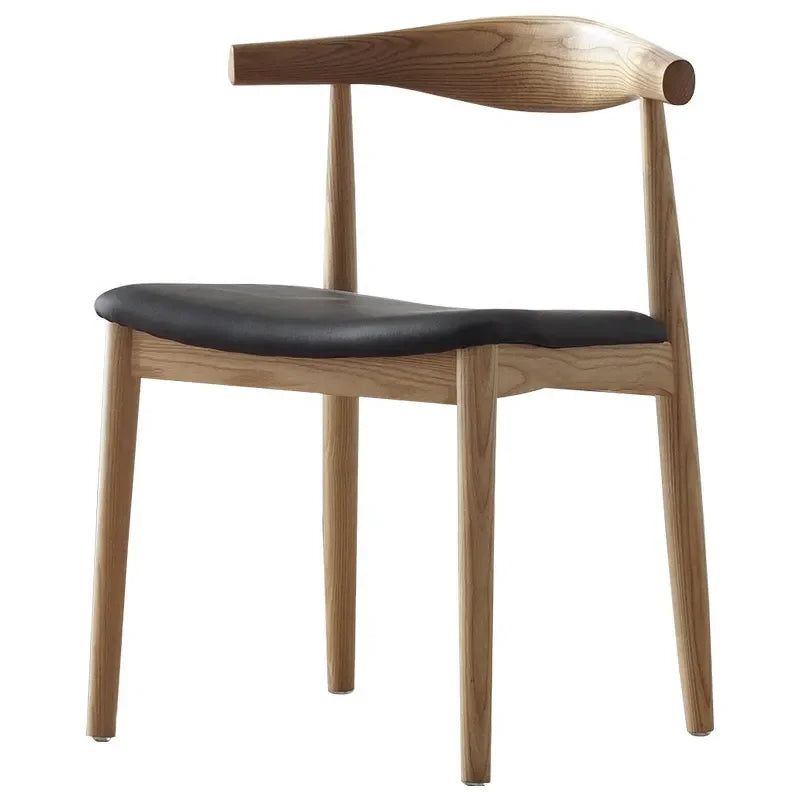 Mid-century Modern Wooden Dining Chair with Leather Seat | Luxury Interiors