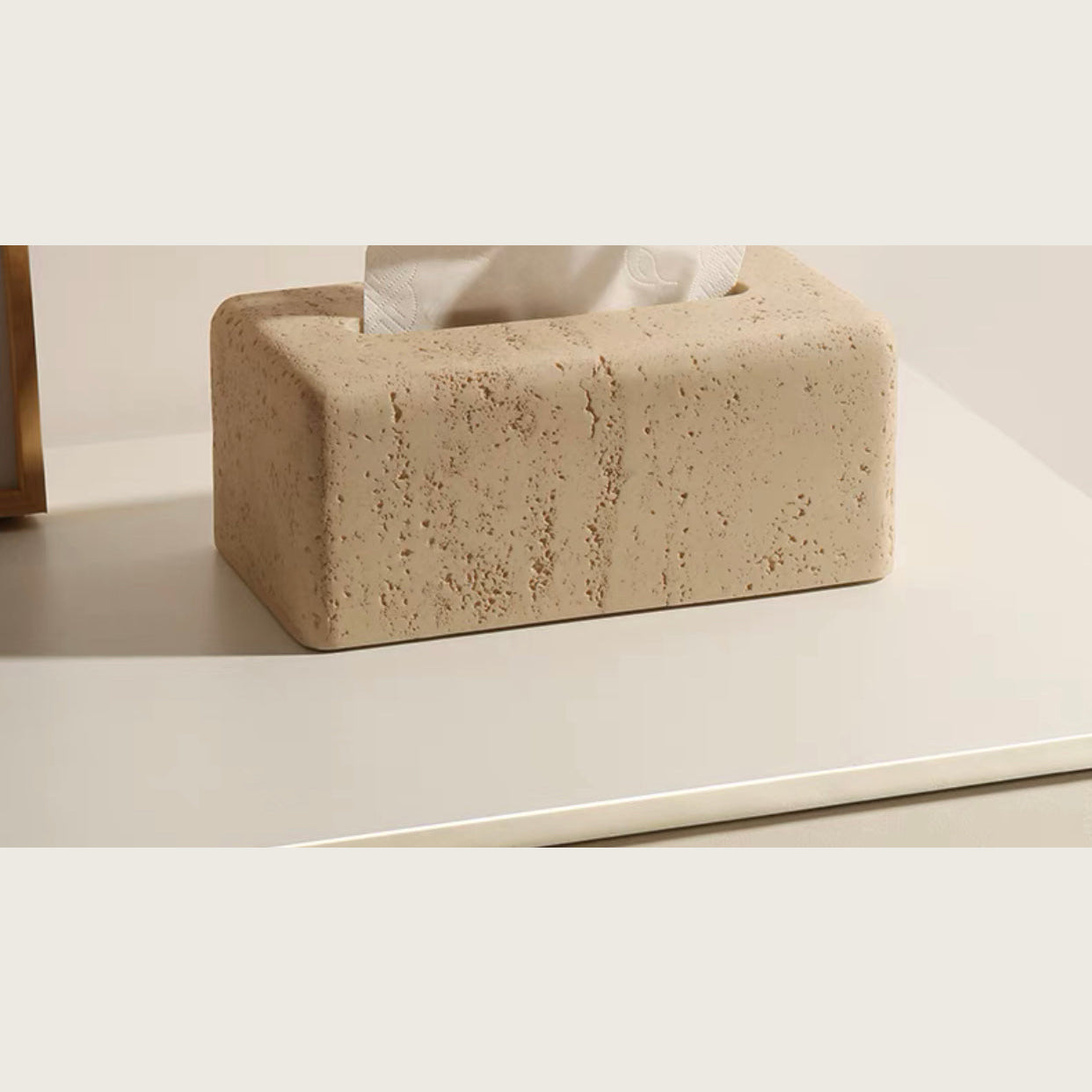 Minimalist Stone Tissue Box Cover – Modern Rectangular Design for Home Decor
