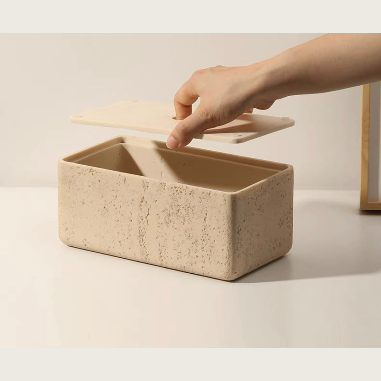 Minimalist Stone Tissue Box Cover – Modern Rectangular Design for Home Decor